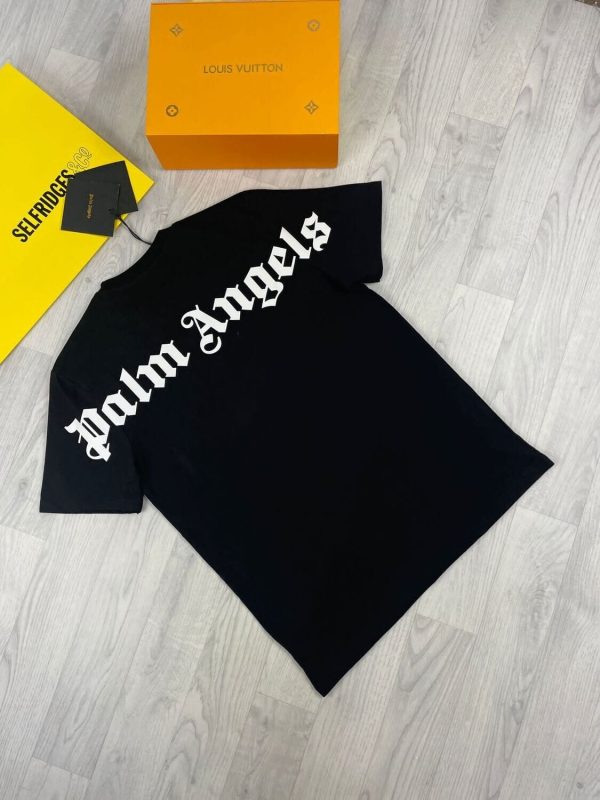 Palm Angels Doubled Logo Men’s Tshirt in black Color Palm Angels Doubled Logo Men’s Tshirt in black Color