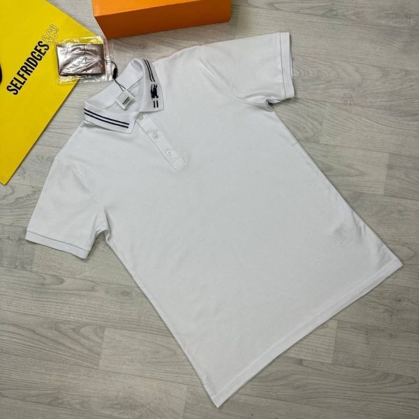 Burberry Men's Women's Plain Polo Shirt In White Colour