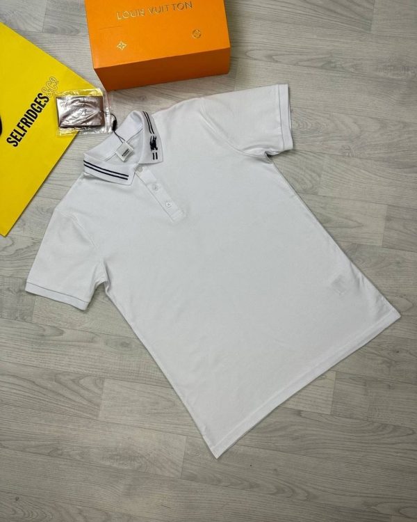 Burberry Men's Women's Plain Polo Shirt In White Colour