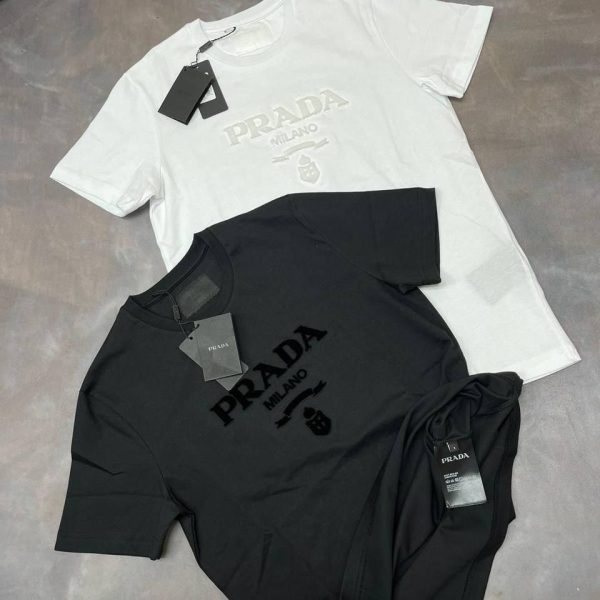 Prada Milano Technical Cotton Black White Tshirts