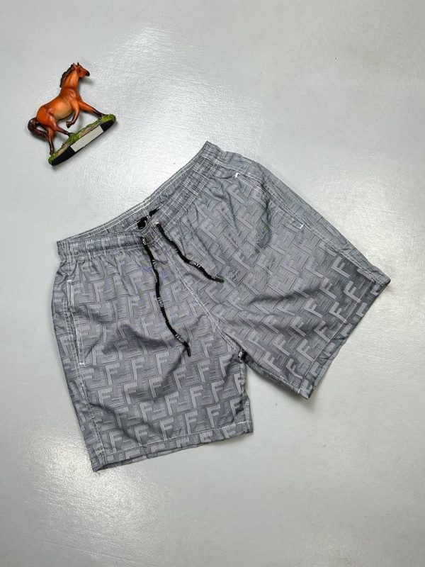 Fendi Men Shorts Nylon Cotton Casual Swim Short in grey color Fendi Men Shorts Nylon Cotton Casual Swim Short in grey color