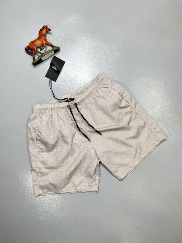 Fendi Men Shorts Nylon Cotton Casual Swim Short in beige color Fendi Men Shorts Nylon Cotton Casual Swim Short in beige color