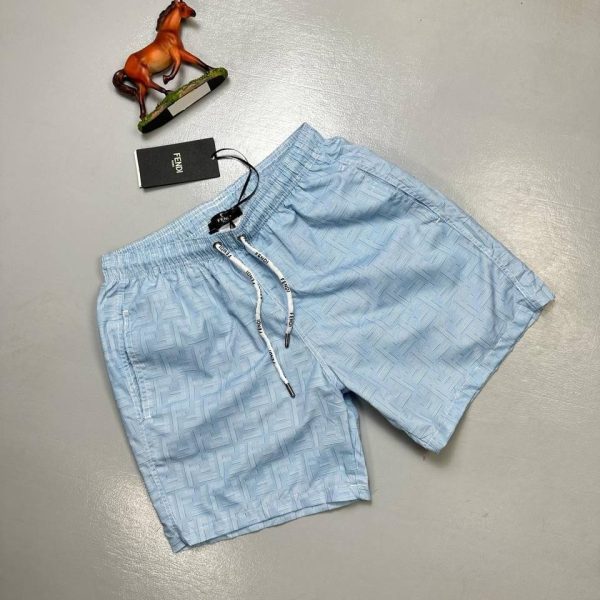 Fendi Men Shorts Nylon Cotton Casual Swim Short in light blue color