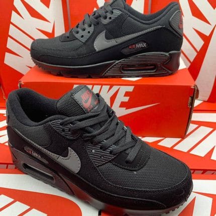 Nike Air Max 90s Trainer Black Sport Red Bred Men’s Sneakers