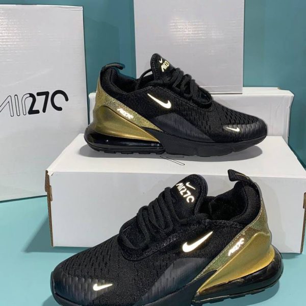 Black & Gold Air Max 270 – Women’s Cushioned Trainers