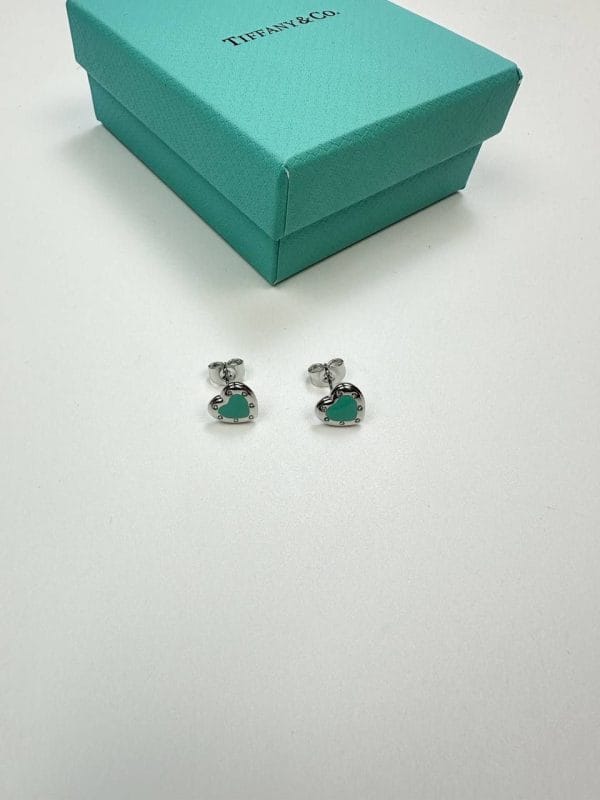 TIFFANY&CO. EAR RING silver with blue heart