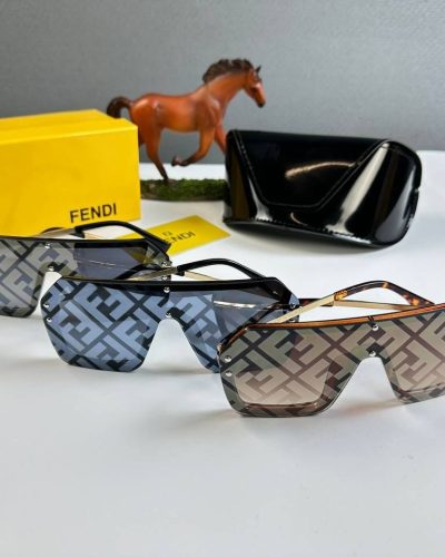 Fendi Vintage Aviator Sunglasses Luxury Frame In Black Brown & Blue Colors