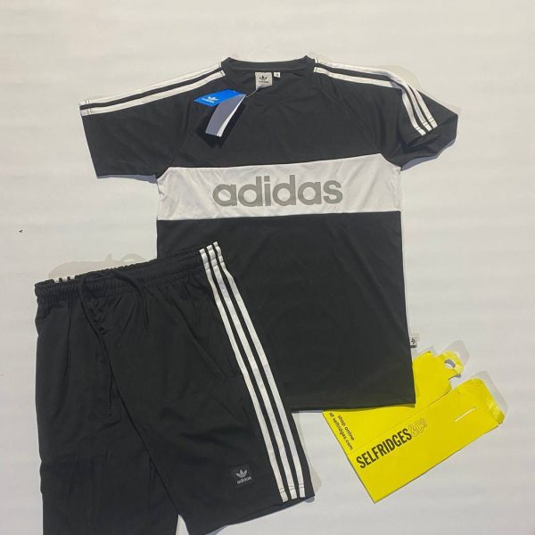 Adidas 3‑Stripes French Terry Set Black