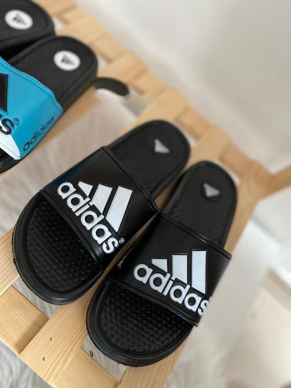 Adidas Adilette Comfort Sliders – Black & White – Top View
