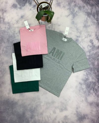 Ami Paris men’s t-shirt with distressed center logo With Multiple Colors