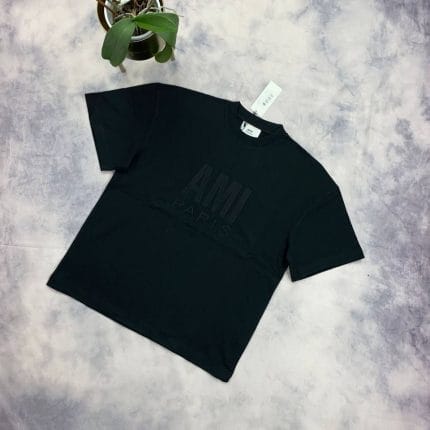Ami Paris men’s t-shirt with tonal center logo in Black