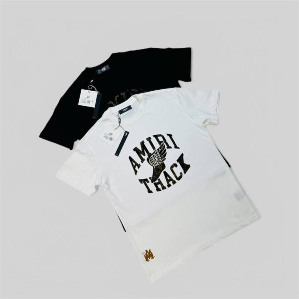 Amiri Men’s T-Shirt with Bold Front Logo – White and Black