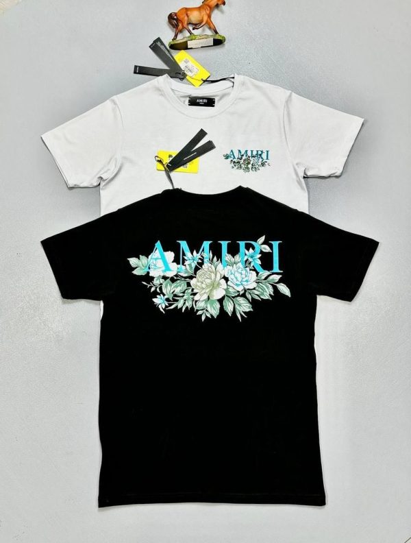 Amiri Men’s T-Shirt with Floral Back & Chest Logo Amiri Men’s T-Shirt with Floral Back & Chest Logo