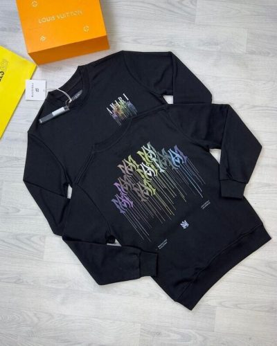 Amiri black unisex jumper with full sleeves and crew neck