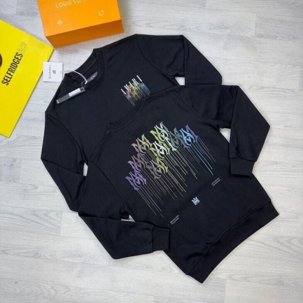 Amiri black unisex jumper with full sleeves and crew neck