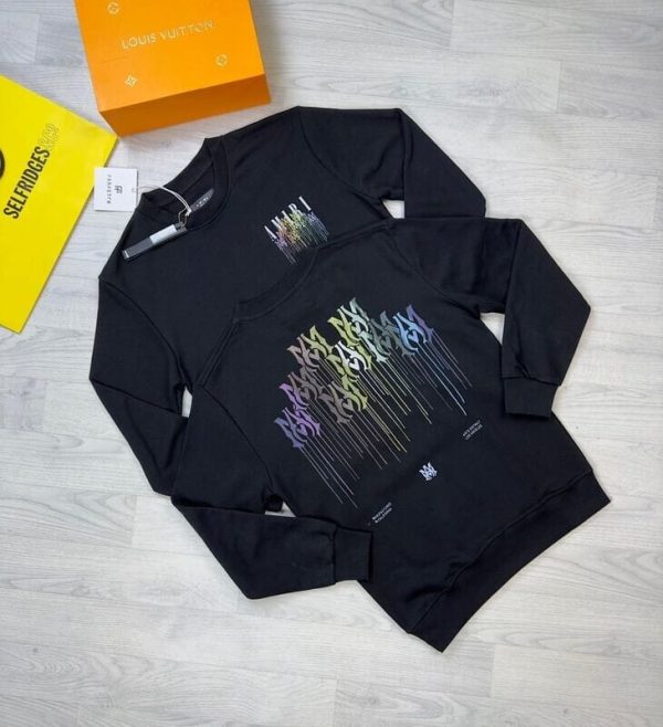 Amiri black unisex jumper with full sleeves and crew neck