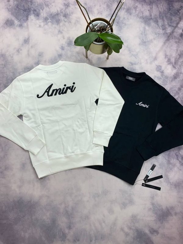Amiri logo jumper sweatshirt black white front And Back Amiri logo jumper sweatshirt black white front And Back