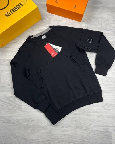 C.P. Company Logo Crewneck Lambswool Zipped Pockets Jumpers