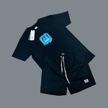 C.P. Company Logo Printed T-Shirts & Shorts Set Black & Black