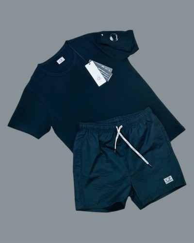 C.P. Company Men’s Logo T-Shirt & Shorts Set Black and Black