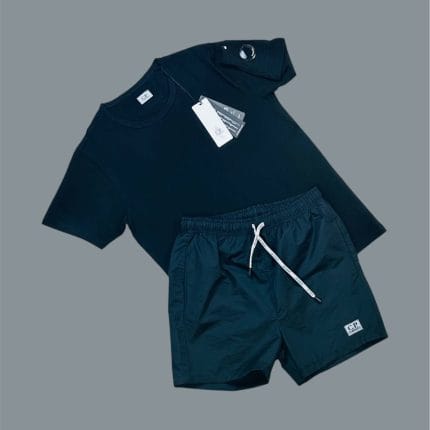 C.P. Company Men’s Logo T-Shirt & Shorts Set Black and Black