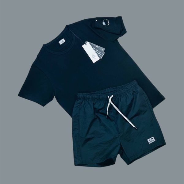 C.P. Company Men’s Logo T-Shirt & Shorts Set Black and Black