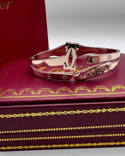 Cartier Logo Printed Fashion Bracelet in Rose Gold Colour