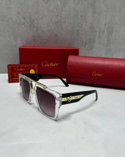 Cartier Square Frame Sunglasses Black & White