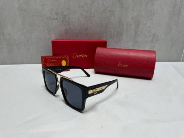 Cartier Square Frame Sunglasses – Black & Gold Classic Design