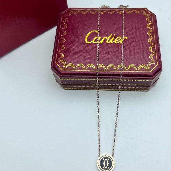 Cartier pink gold logo pendant necklace for women