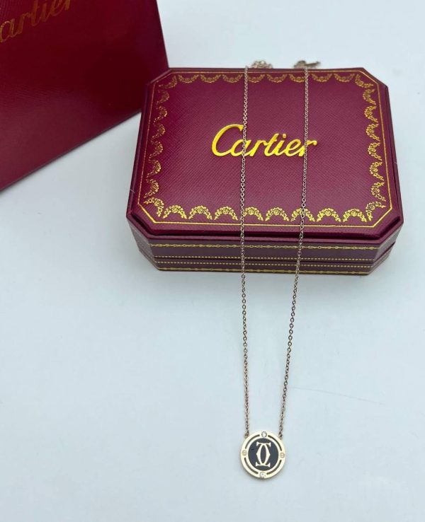 Cartier pink gold logo pendant necklace for women