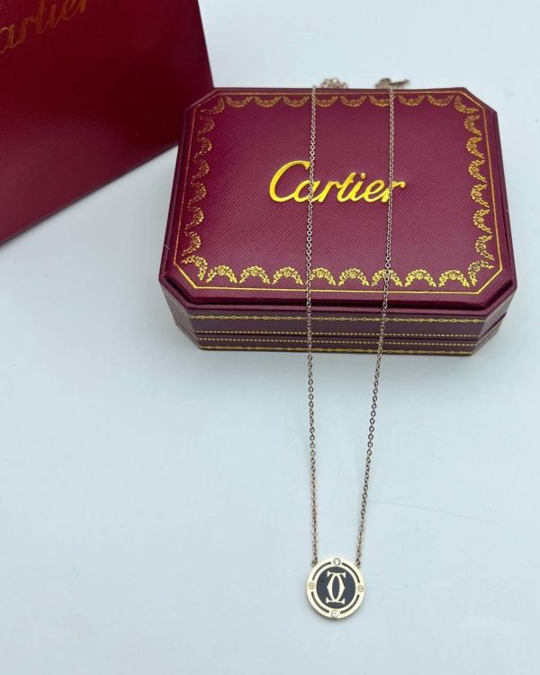 Cartier pink gold logo pendant necklace for women
