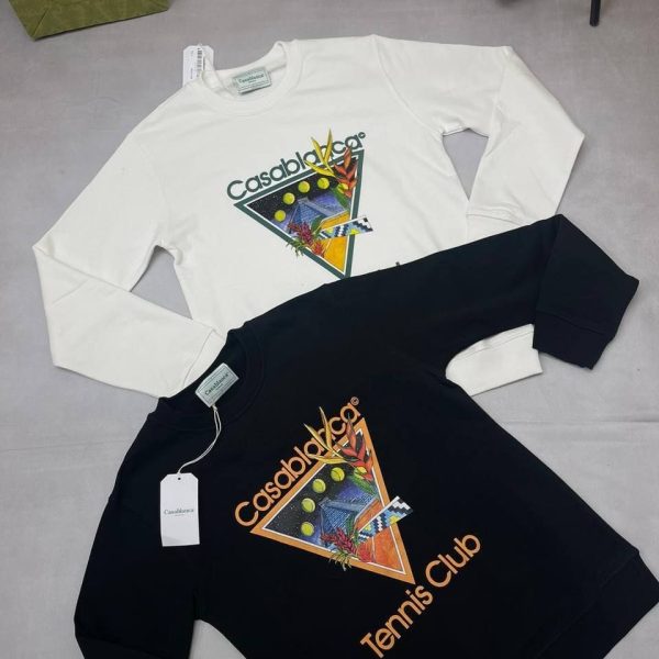 Casablanca Tennis Club Icon organic cotton jumper front view