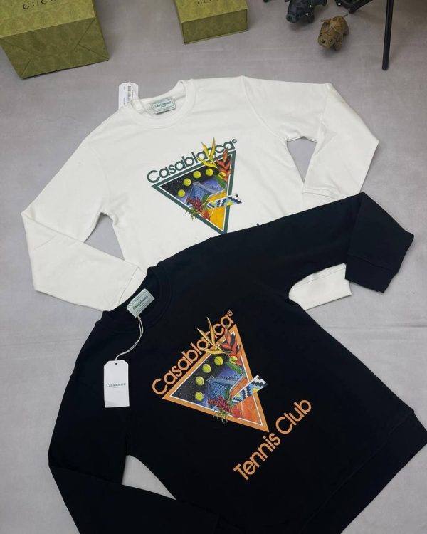 Casablanca Tennis Club Icon organic cotton jumper front view