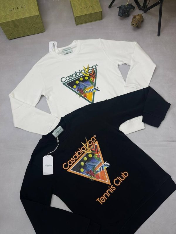 Casablanca Tennis Club Icon organic cotton jumper front view