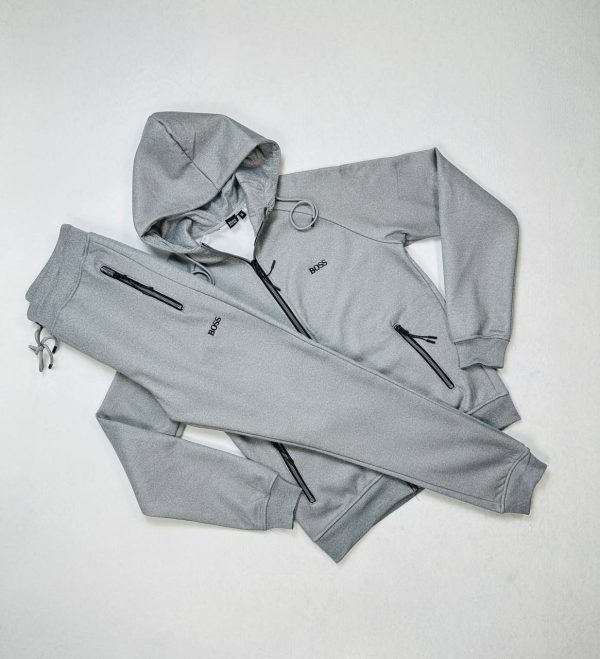 Hugo Boss Full Zip Hoodie Tracksuit grey