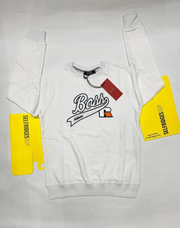 Hugo Boss Men’s Jumper with Athletic Logo white Hugo Boss Men’s Jumper with Athletic Logo white
