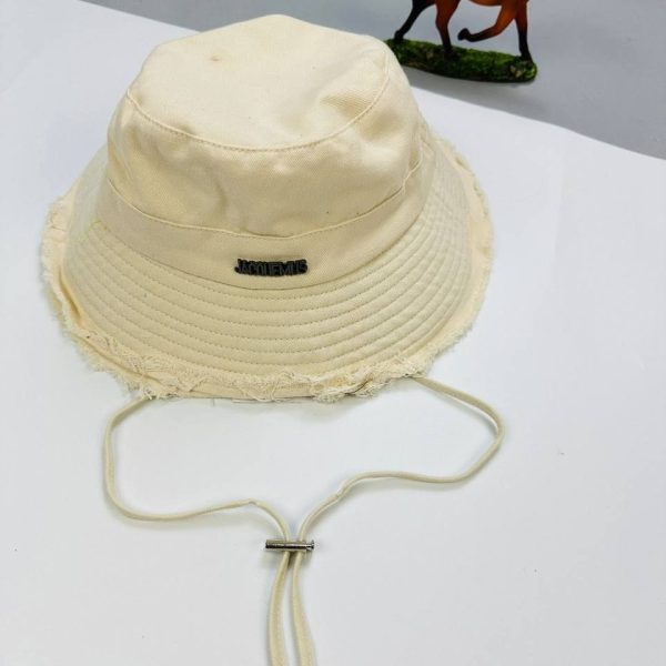 Jacquemus Bucket Hat – Cotton Feel Fabric with Logo Patch