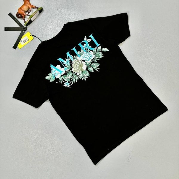 Luxury Amiri T-Shirt for Men with Back Flowers