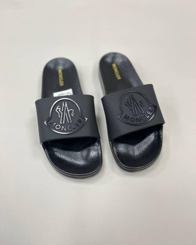 Moncler Basile Logo Embossed Sliders – Black Luxury Slides
