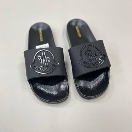 Moncler Basile Logo Embossed Sliders – Black Luxury Slides