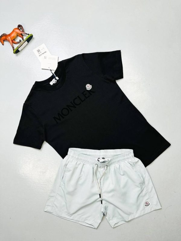 Moncler Black Logo T-Shirt & white Shorts Set for Men Moncler Black Logo T-Shirt & white Shorts Set for Men