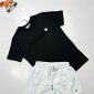 Moncler Black Logo T-Shirt & white Shorts Set for Men