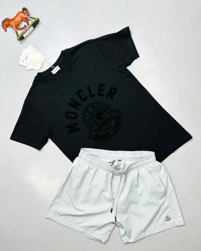 Moncler Black T-Shirt & Logo Shorts Set in 2 Colors
