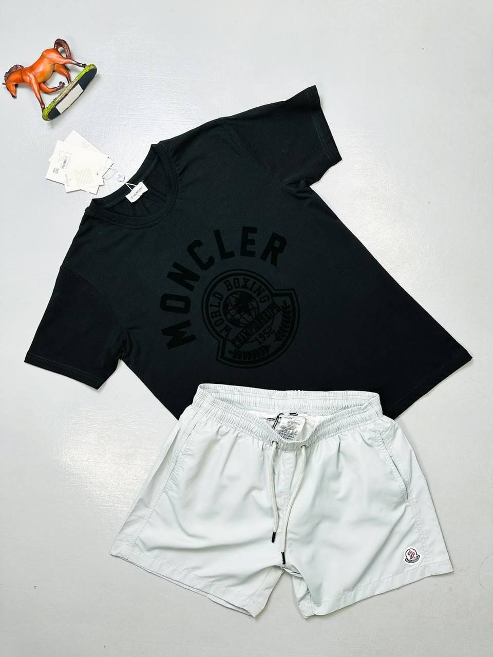 Moncler Black T-Shirt & Logo Shorts Set in 2 Colors