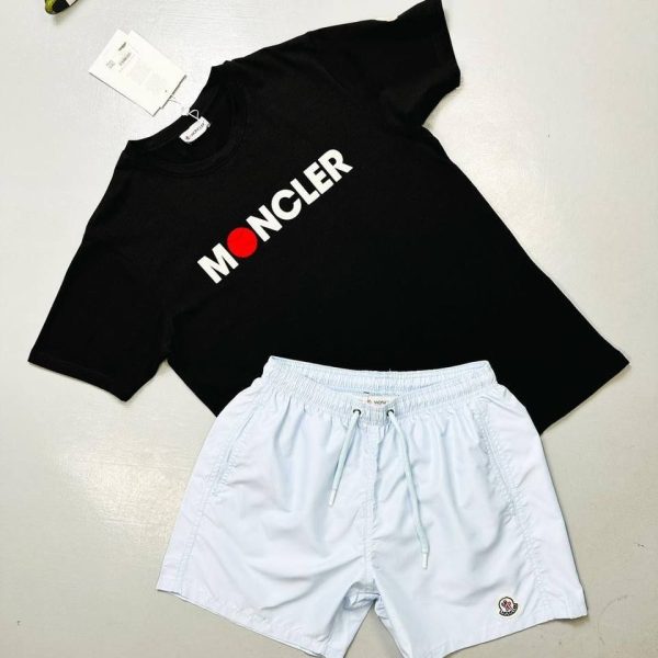Moncler Black T-Shirt & blue Shorts Set With Logo