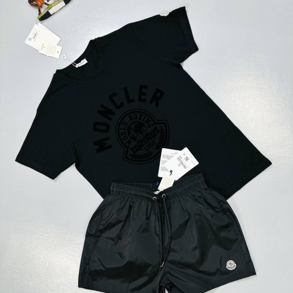 Moncler Classic Logo black T-Shirt with black Shorts Set