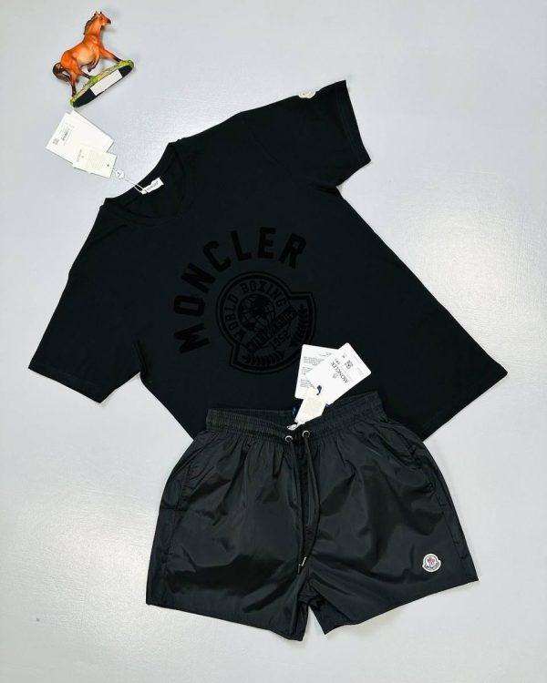 Moncler Classic Logo black T-Shirt with black Shorts Set