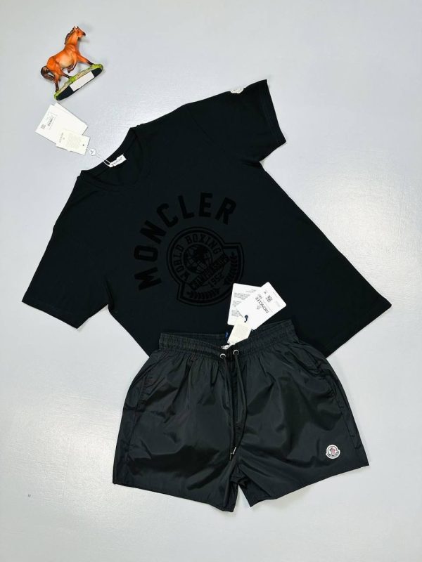 Moncler Classic Logo black T-Shirt with black Shorts Set Moncler Classic Logo black T-Shirt with black Shorts Set
