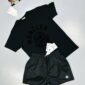 Moncler Classic Logo black T-Shirt with black Shorts Set